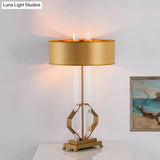 Modernist Gold Fabric 1-Bulb Book Light: Straight-Sided Shade Task Lighting