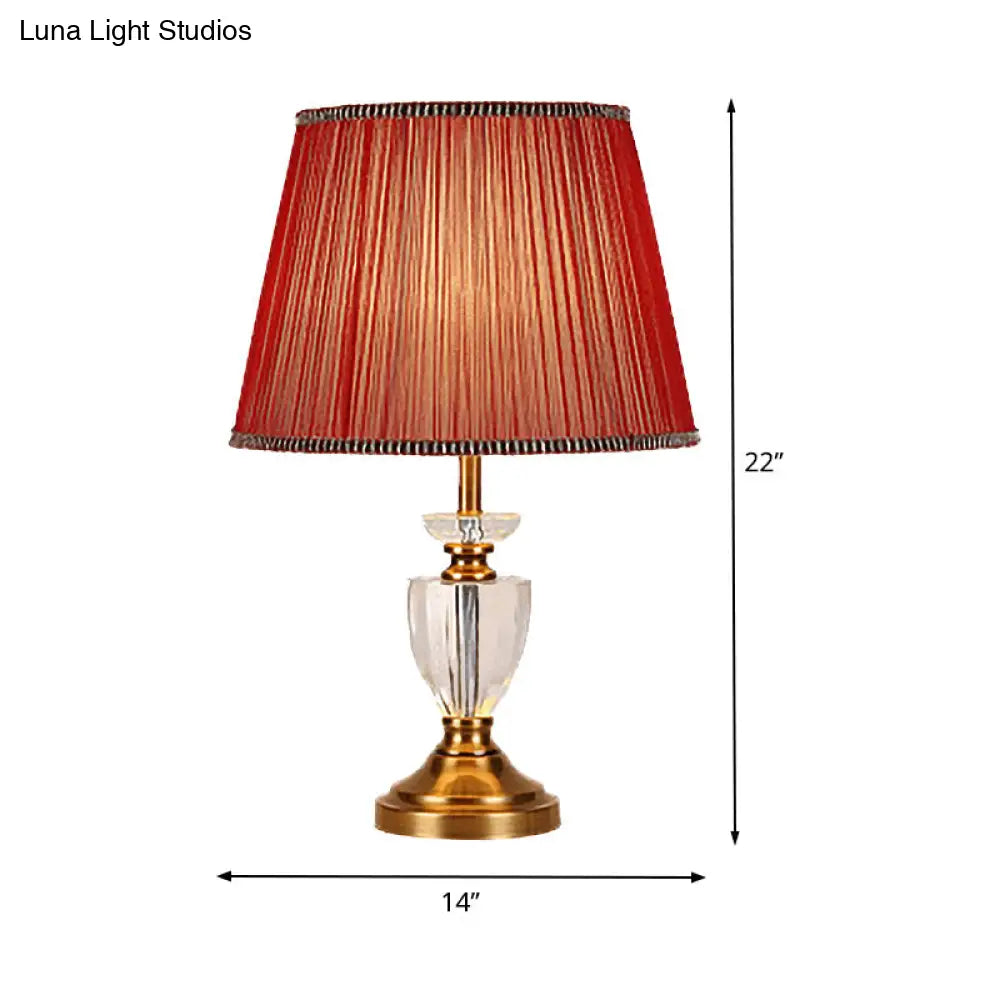 Modernist Gold Fabric Conical Shade Task Reading Lamp For Study