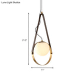 Modernist Gold Finish Ring Suspension Light - 1-Bulb Metal Ceiling Lamp With Belt Detail