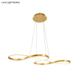 Modernist Gold Kitchen Chandelier Ceiling Pendant Light With Silica Gel And Led Closed Curve Design