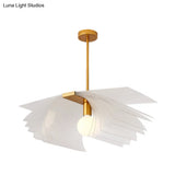 Modernist Gold Led Ceiling Light: Paper Shape Semi Flush Acrylic Design For Dining Room