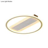 Modernist Gold Led Flush Mount Lamp 16.5/20.5 Width For Bedrooms