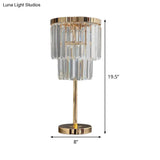 Modernist Gold Led Reading Lamp With Beveled Crystal Shade