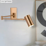Modernist Gold Led Wall Sconce With Metal Shade - Bedroom Lighting