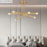 Modernist Gold Metal Bedroom Pendant Chandelier with Multiple Lights Ceiling Hung Light Fixture Gold
