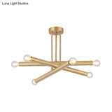 Modernist Gold Metal Bedroom Pendant Chandelier with Multiple Lights Ceiling Hung Light Fixture Gold