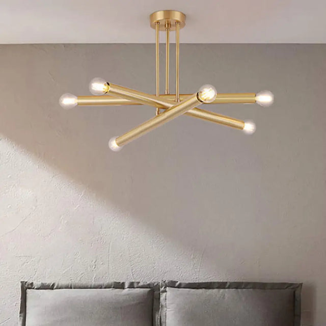 Modernist Gold Metal Bedroom Pendant Chandelier with Multiple Lights Ceiling Hung Light Fixture Gold