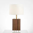 Modernist Gold Metal Desk Lamp With Wood Detail - 1-Head Fabric Table Light