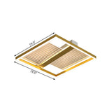 Modernist Gold Square Frame Led Ceiling Light Fixture In 16/19.5 Width - Flush Mount For Sitting