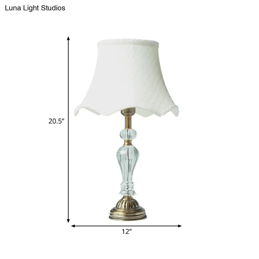 Modernist Gold Table Lamp With Crystal Base - Bedroom Nightstand Lighting