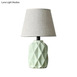 Modernist Grey Flare Desk Lamp With Urn Green Ceramic Base - 1 Bulb Fabric Night Table Light