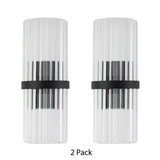 Modernist Half-Light Pipe Wall Sconce Lamp: Metal & Crystal Black Finish Perfect For Dining Room