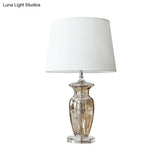 Modernist Hand-Cut Crystal Curved Fabric Reading Lamp In White With Task Lighting - 1 Bulb