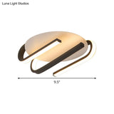 Modernist Led Black And White Curved Ceiling Mount Lamp With Warm/White Light