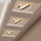 Modernist Led Black And White Curved Ceiling Mount Lamp With Warm/White Light