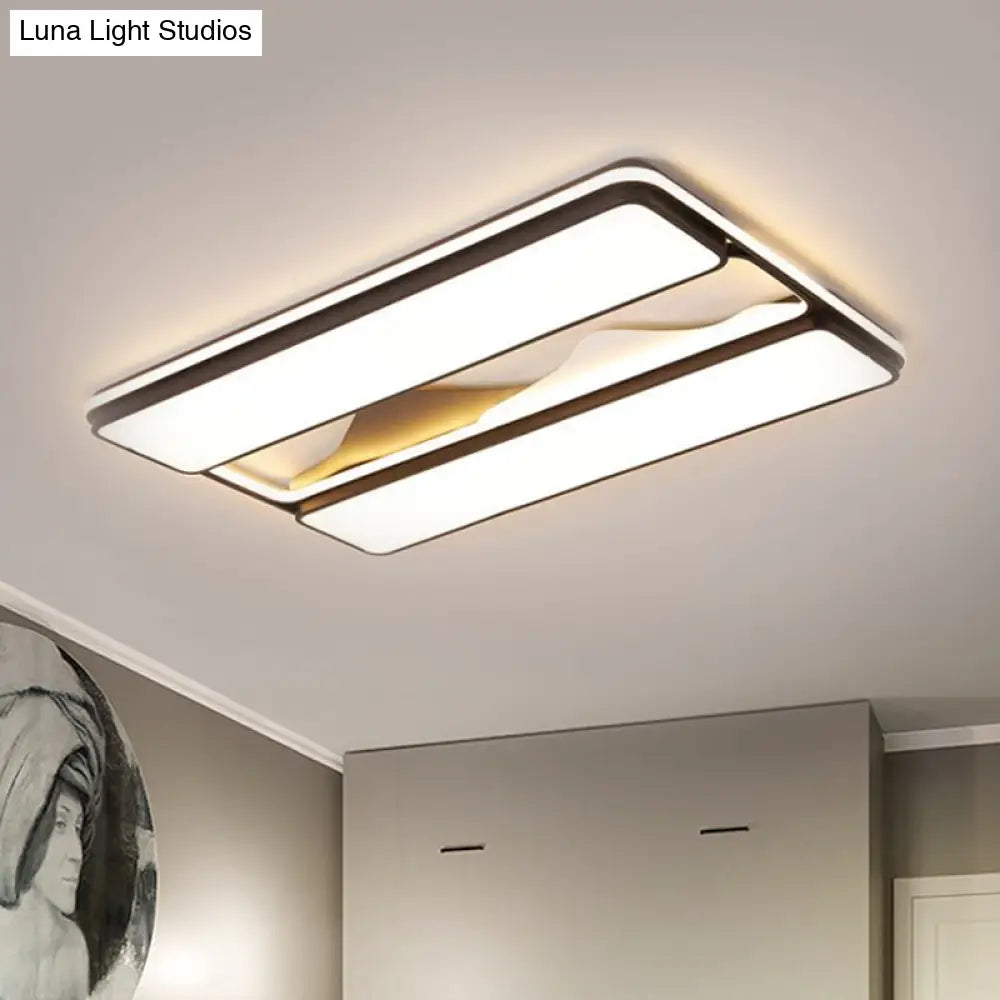 Modernist Led Black Flush Mount Ceiling Light In Warm/White 16.5’/20.5’/35.5’ Wide