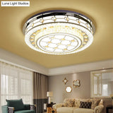 Modernist Led Chrome Crystal Flush Mount Ceiling Light For Living Room - 23.5’/31.5’ Diameter
