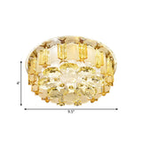 Modernist Led Chrome Floral Semi Mount Ceiling Light Fixture With Crystal Block In Warm/White