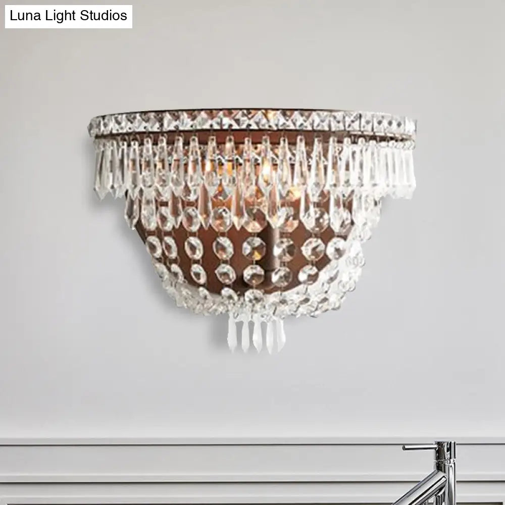 Modernist Led Crystal Basket Wall Sconce For Bedroom Lighting
