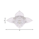 Modernist Led Crystal Ceiling Flush Light In White With Leaf Design And Multi-Color Options