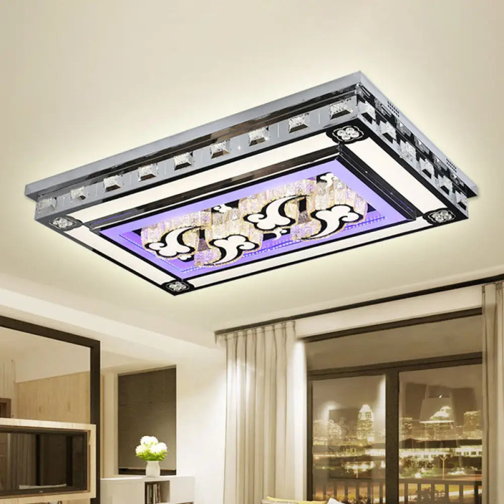 Modernist Led Flush Ceiling Light With Stainless - Steel Star/Cloud Design And Faceted Crystal –