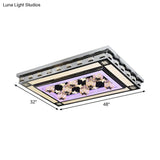 Modernist Led Flush Ceiling Light With Stainless - Steel Star/Cloud Design And Faceted Crystal –
