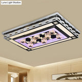 Modernist Led Flush Ceiling Light With Stainless - Steel Star/Cloud Design And Faceted Crystal –