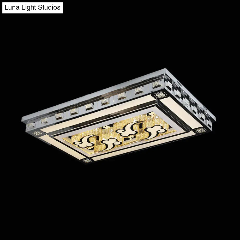 Modernist Led Flush Ceiling Light With Stainless - Steel Star/Cloud Design And Faceted Crystal –