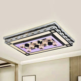 Modernist Led Flush Ceiling Light With Stainless - Steel Star/Cloud Design And Faceted Crystal –