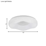 Modernist Led Flush Light With Acrylic White Flower Shade In White/Warm Available 15’/19’ Widths