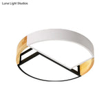 Modernist Led Flush Mount Light Fixture With Splicing Drums In White/Black/Wood 16’/19.5’ Dia