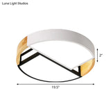 Modernist Led Flush Mount Light Fixture With Splicing Drums In White/Black/Wood 16’/19.5’ Dia