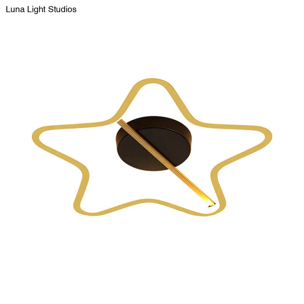 Modernist Led Gold Star Acrylic Flush Mount Ceiling Light With Line Design