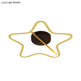 Modernist Led Gold Star Acrylic Flush Mount Ceiling Light With Line Design