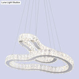 Modernist Led Suspension Chandelier: Crystal Stainless Steel Double Gourd-Shape Ceiling Lamp