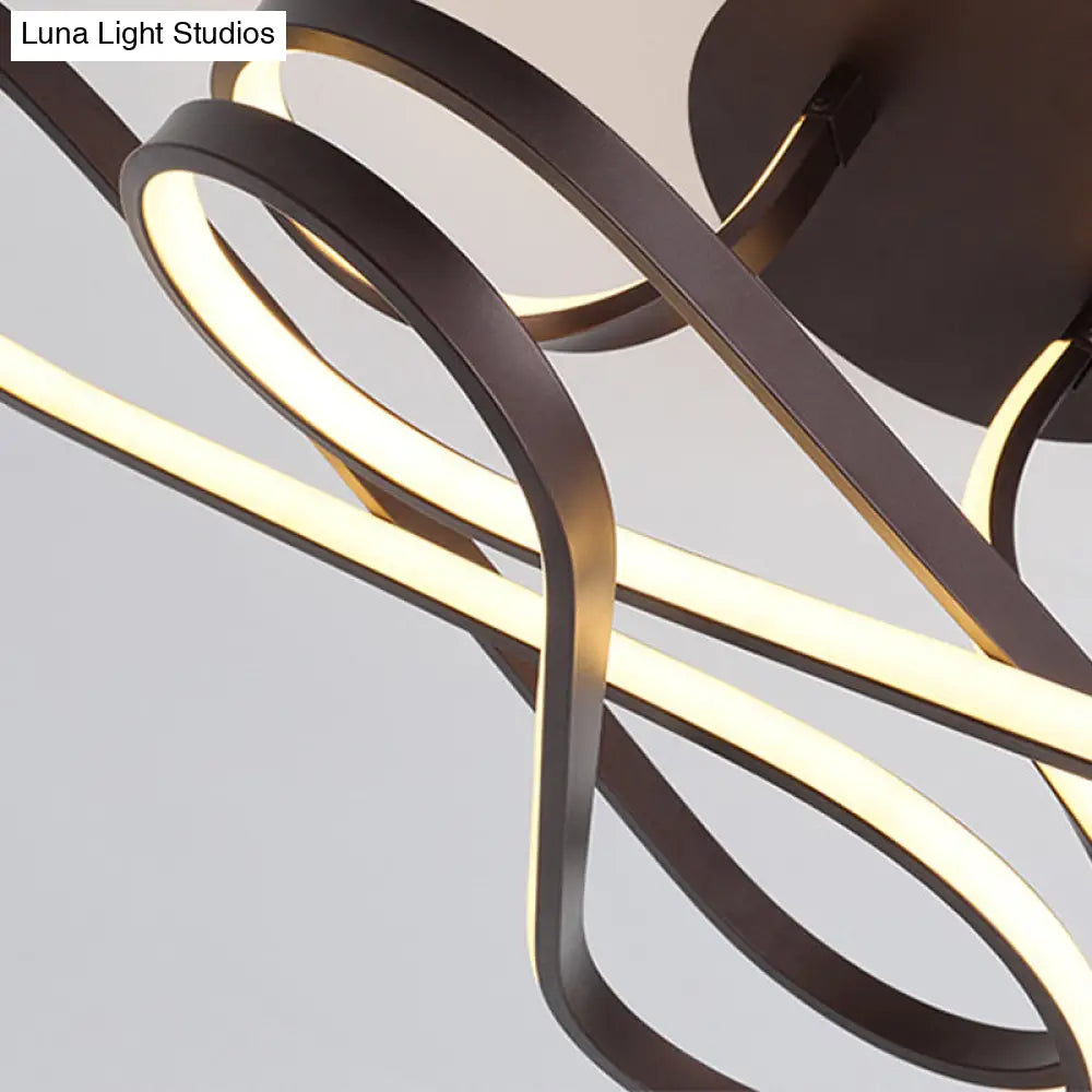 Modernist Ledflush Mount Ceiling Light Fixture Black/White/Gold Acrylic Shaded With White Light-