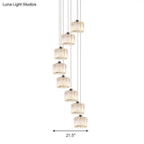 Modernist Lobby Pendant Light With Clustered Crystal Shades - Choose From 3 8 Or 10 Head Options