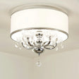 Modernist Metal 5 - Head Crystal Flushmount Ceiling Light With Drum Shade Chrome