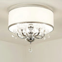 Modernist Metal 5 - Head Crystal Flushmount Ceiling Light With Drum Shade Chrome