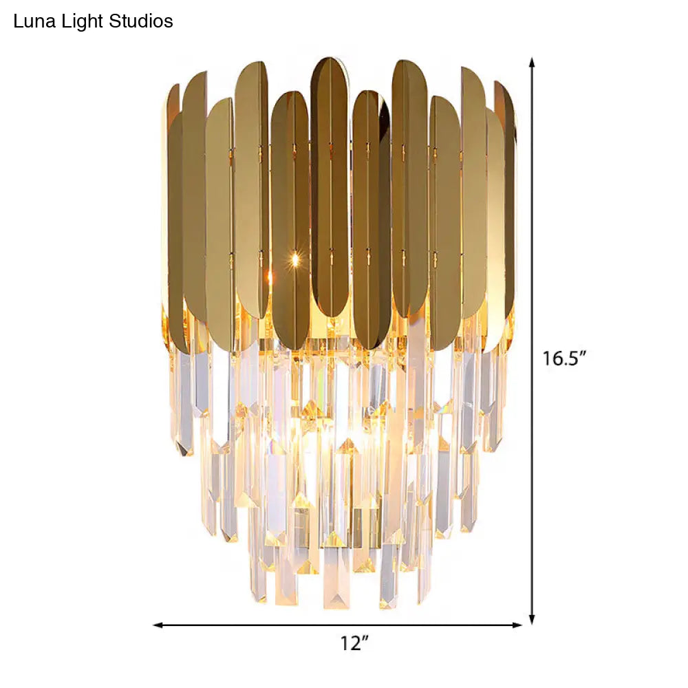 Modernist Metal And Crystal Bedside Wall Lamp With 1 Brass Light