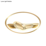 Modernist Metal Black/Gold Led Ceiling Flush With Ring And Bow Design Warm/White Light