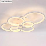 Modernist Metal Ceiling Lighting: Multi-Ring Led Semi Flush Light In Black/White Ideal For Living