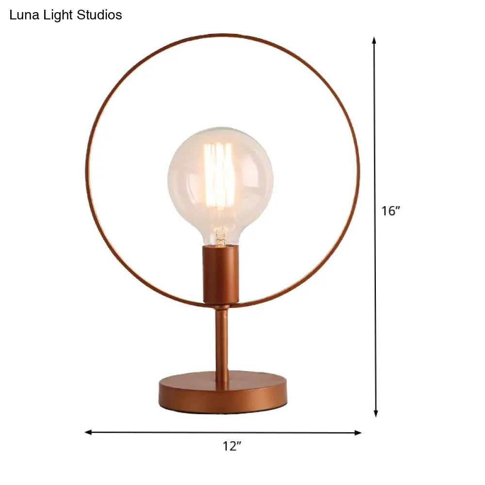 Modernist Metal Desk Lamp: Circular 1 Head Burgundy Reading Light For Study