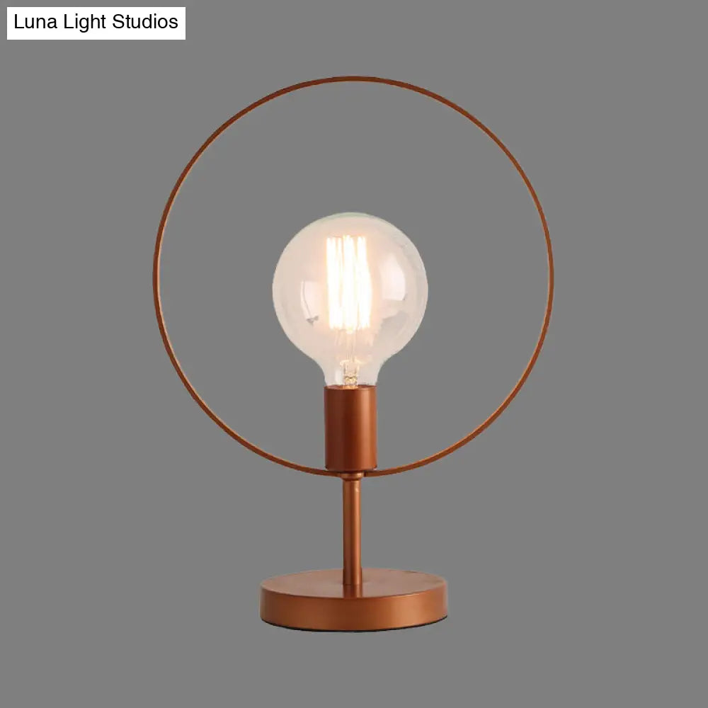 Modernist Metal Desk Lamp: Circular 1 Head Burgundy Reading Light For Study