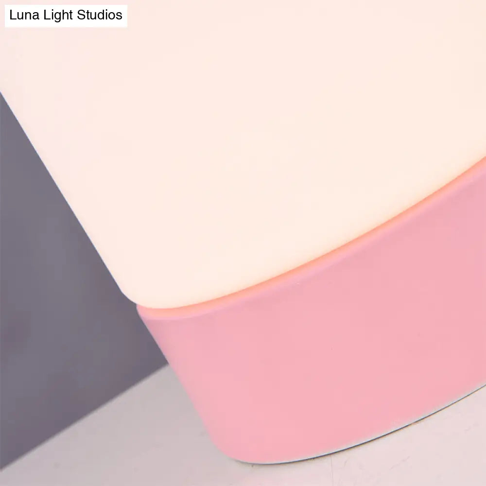 Modernist Metal & Frosted Glass Flush Mount Light - Pink/Gray Ceiling Lighting