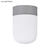 Modernist Metal & Frosted Glass Flush Mount Light - Pink/Gray Ceiling Lighting