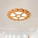 Modernist Metal Led Orange Flush Mount Ceiling Lamp For Kindergarten Gear