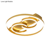 Modernist Metal Led Semi Flush Mount Gold Ceiling Light With Warm/White Lighting 18’/21.5’ Width