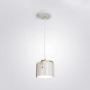 Modernist Metal Pendant Lamp With Bucket Shade – Cross Top 1 Head Dining Room Hanging Kit White