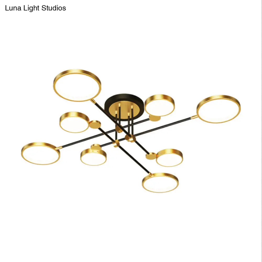 Modernist Metal Ring Chandelier Pendant Light With Hanging Cord - Perfect For Living Room